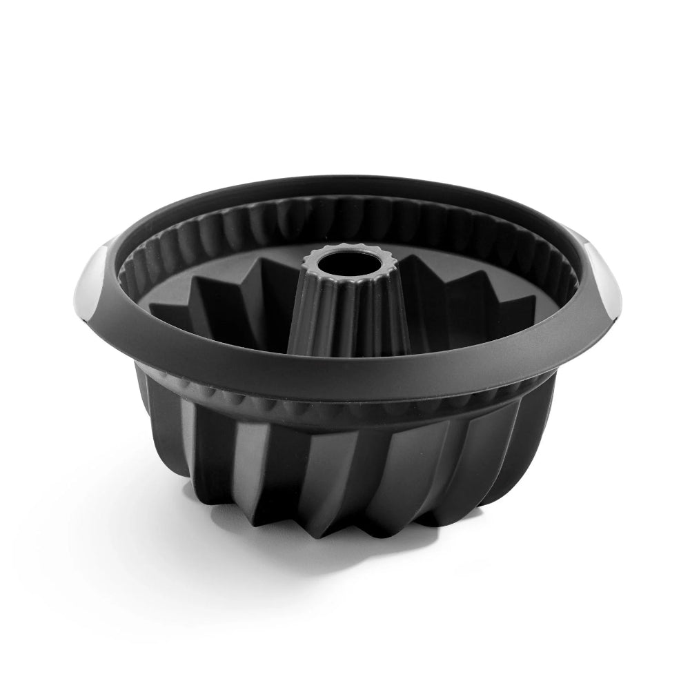 Round cake mould on a white background 
