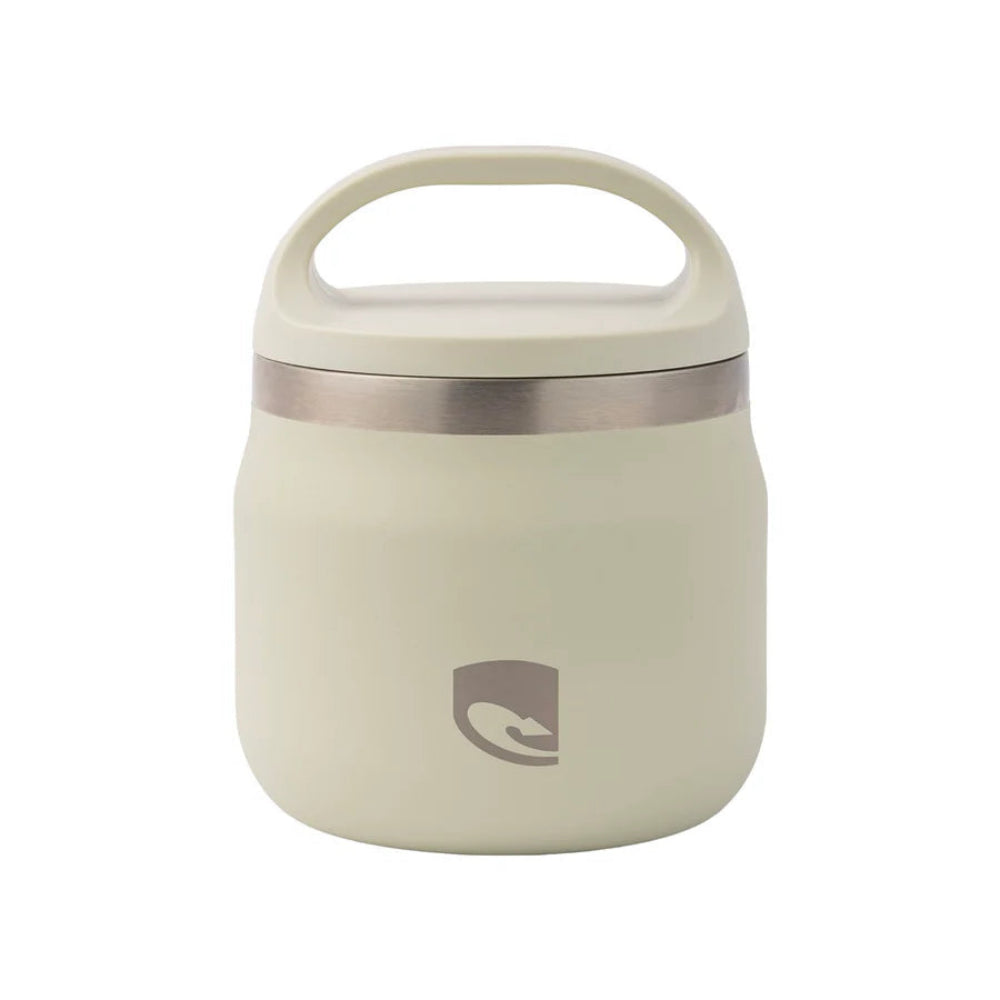 Beige food jar on a white background