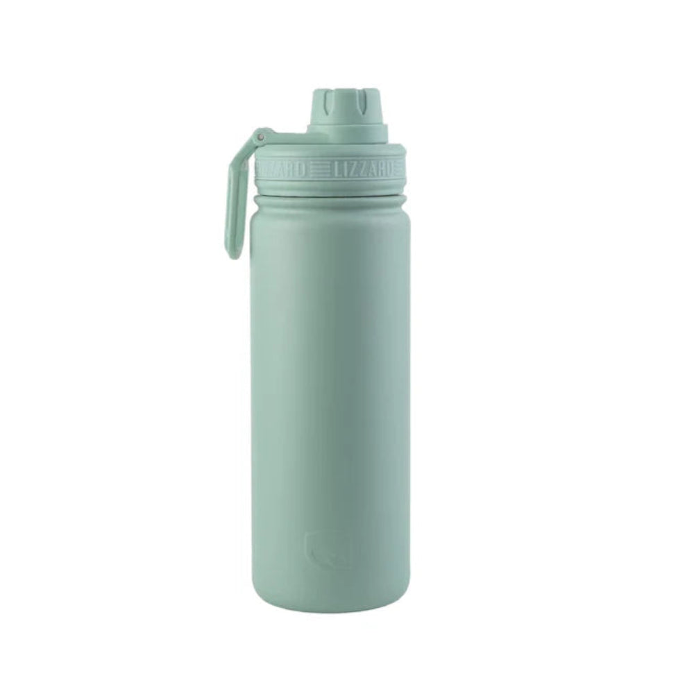 Sage water bottle with a flip lid on a white background
