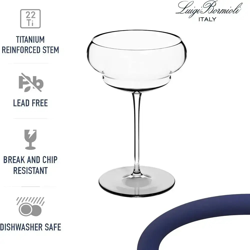 Clear glass with Luigi Bormioli branding on a white background