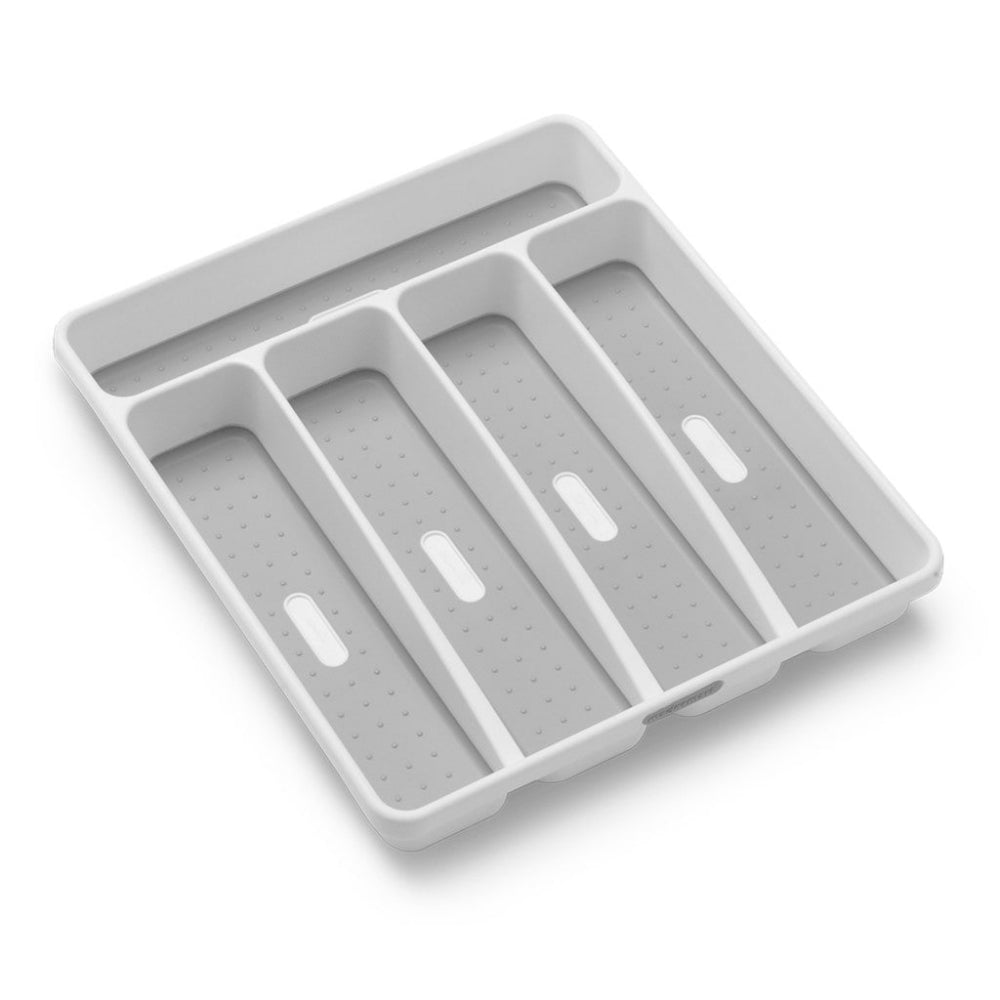 White and grey cutlery tray on a white background 