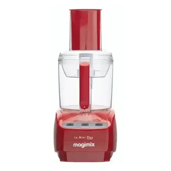Red Magimix food processor on a white background