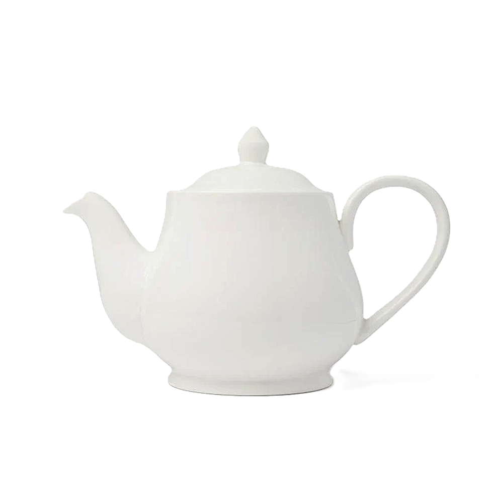 White teapot on a white background