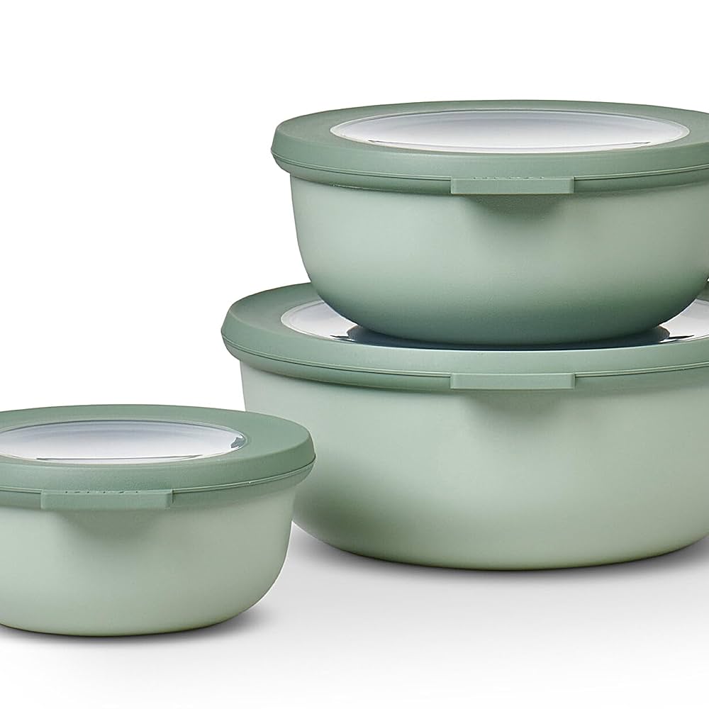 Mepal Cirqula Shallow Bowl 3 Piece Set Nordic Sage