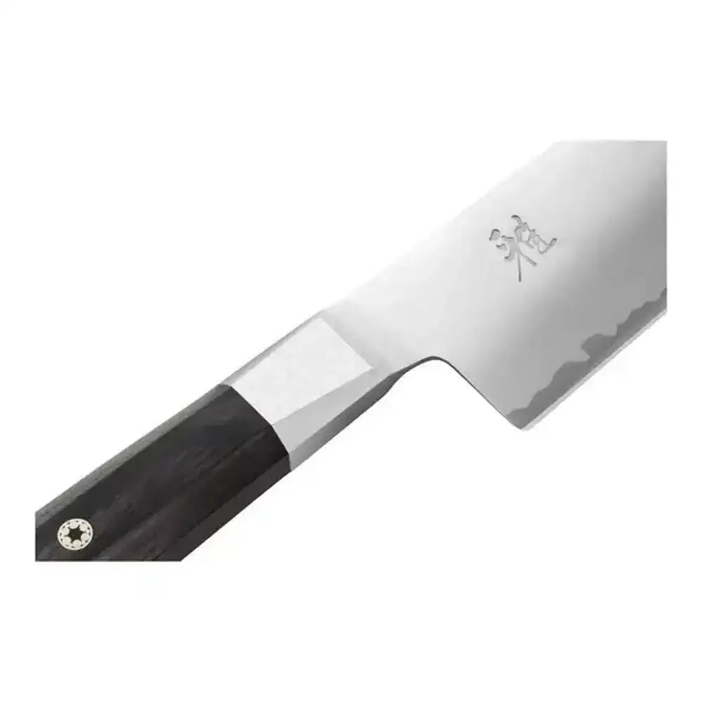 Knife with a black handle on a white background