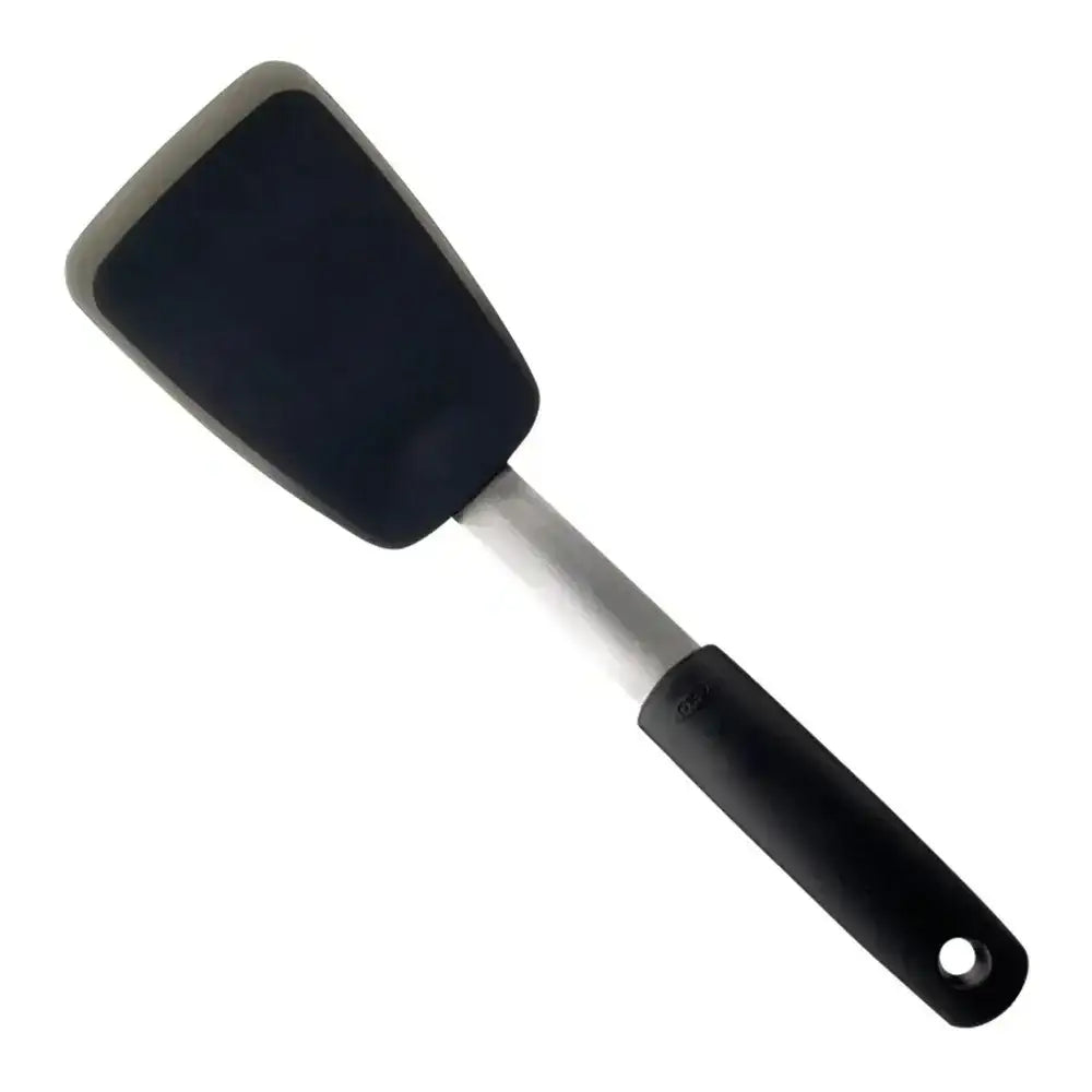 Black spatula with a white background