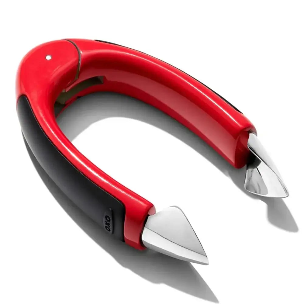 Red and black cutter tool on a white background