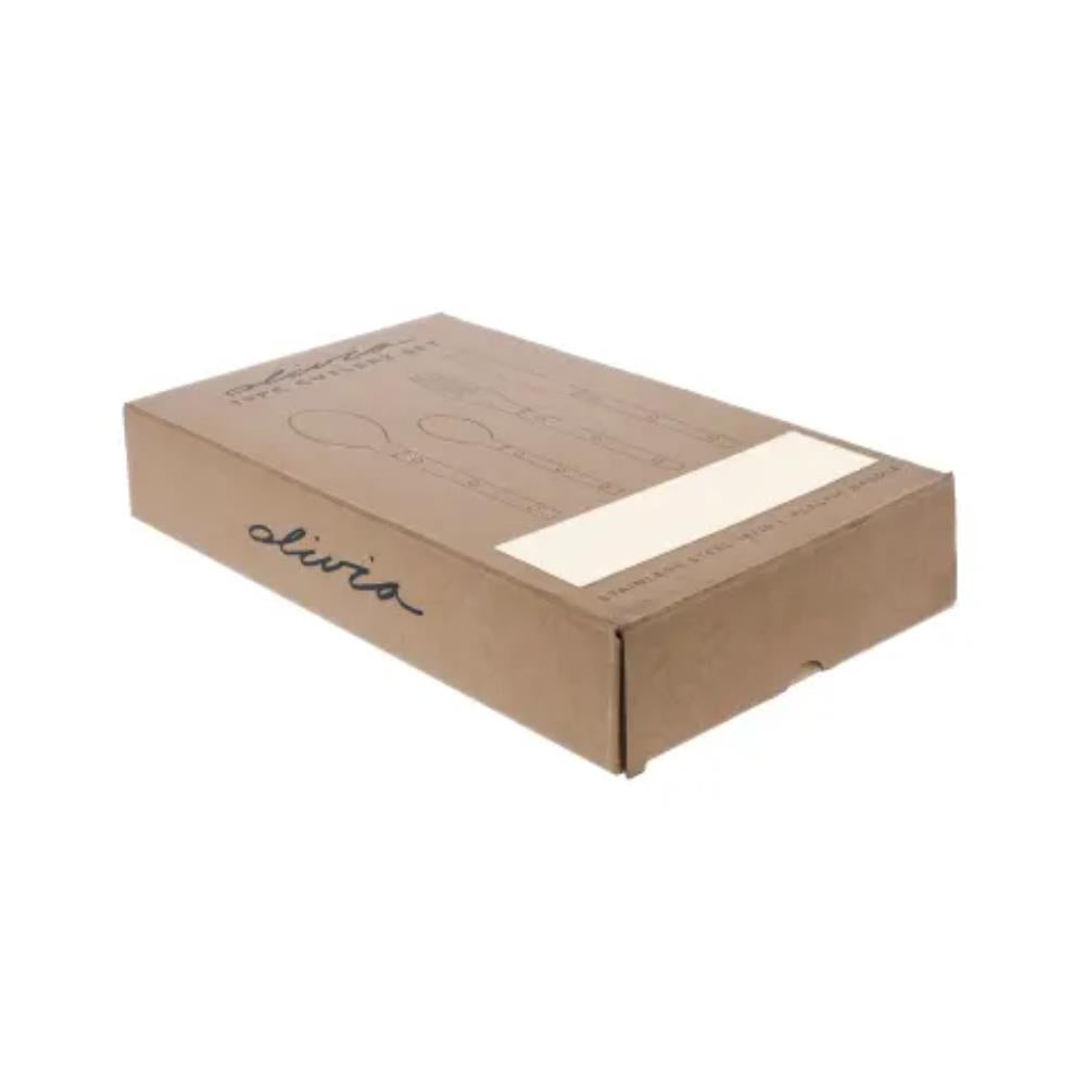 Cardboard box with a white item inside on a white background