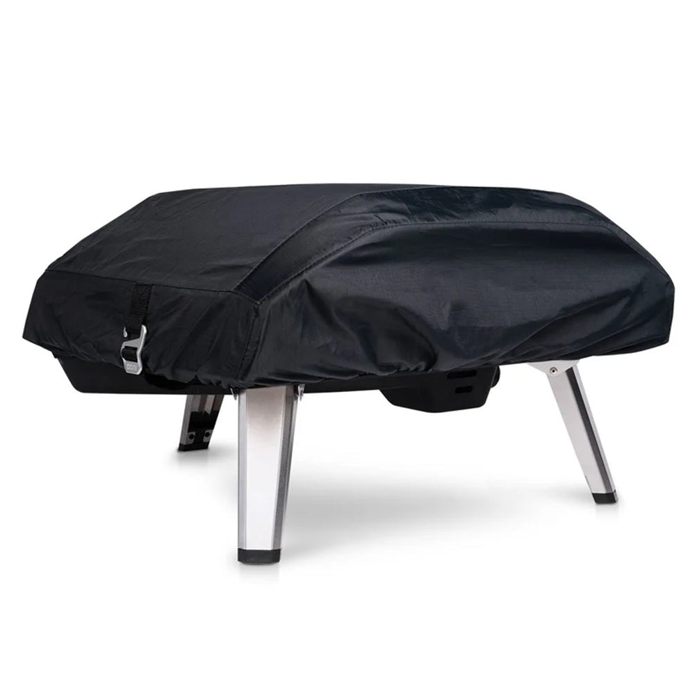 Black cover on a small table with metal legs on a white background