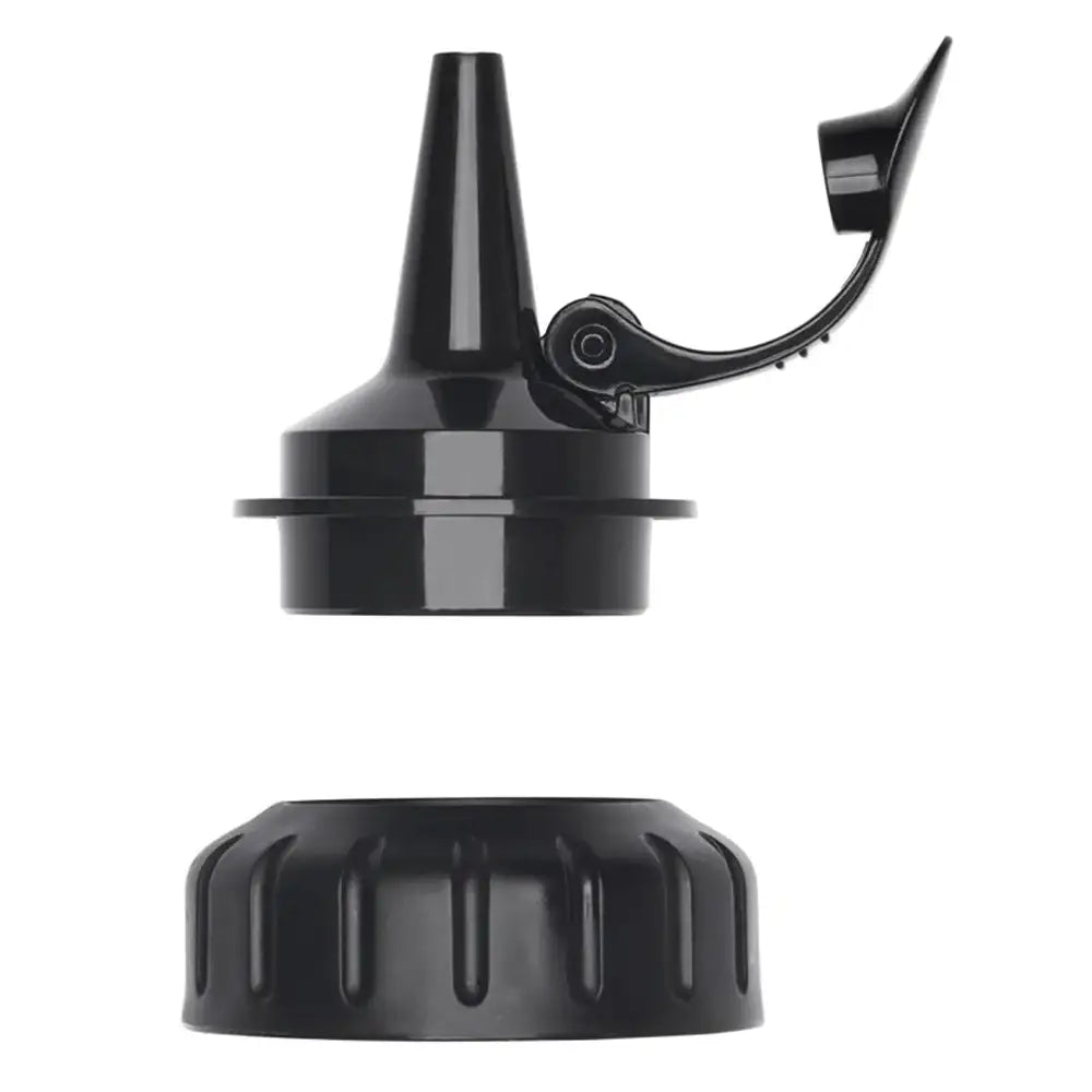 Black plastic component on a white background