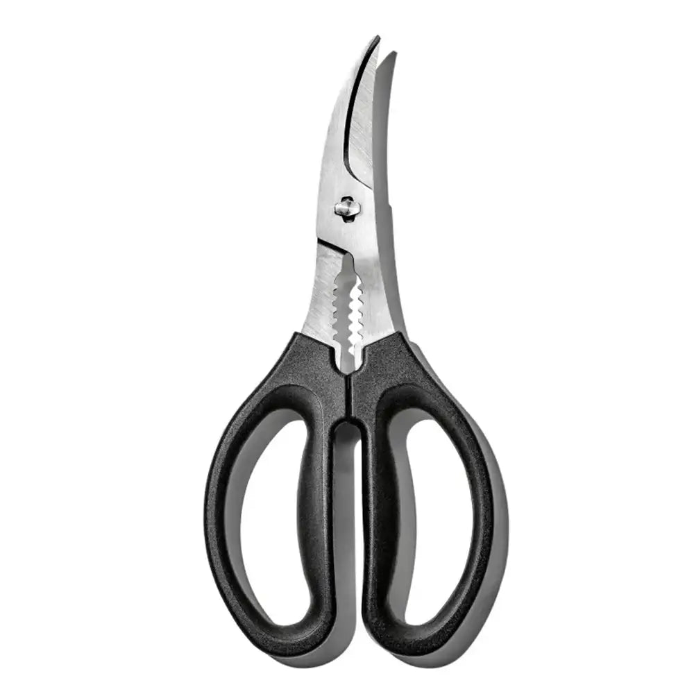 Pair of black-handled scissors on a white background