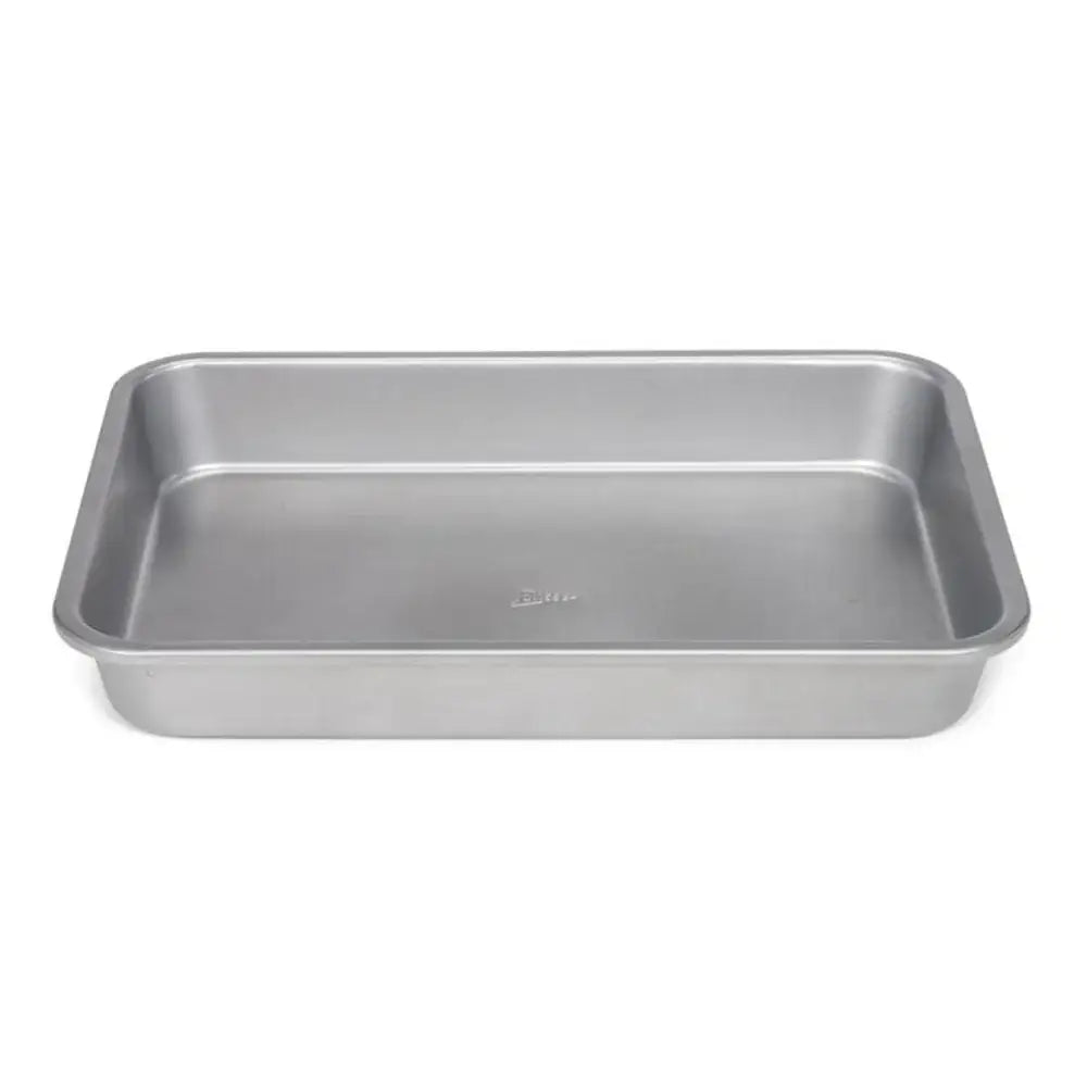 Metal baking tray on a white background