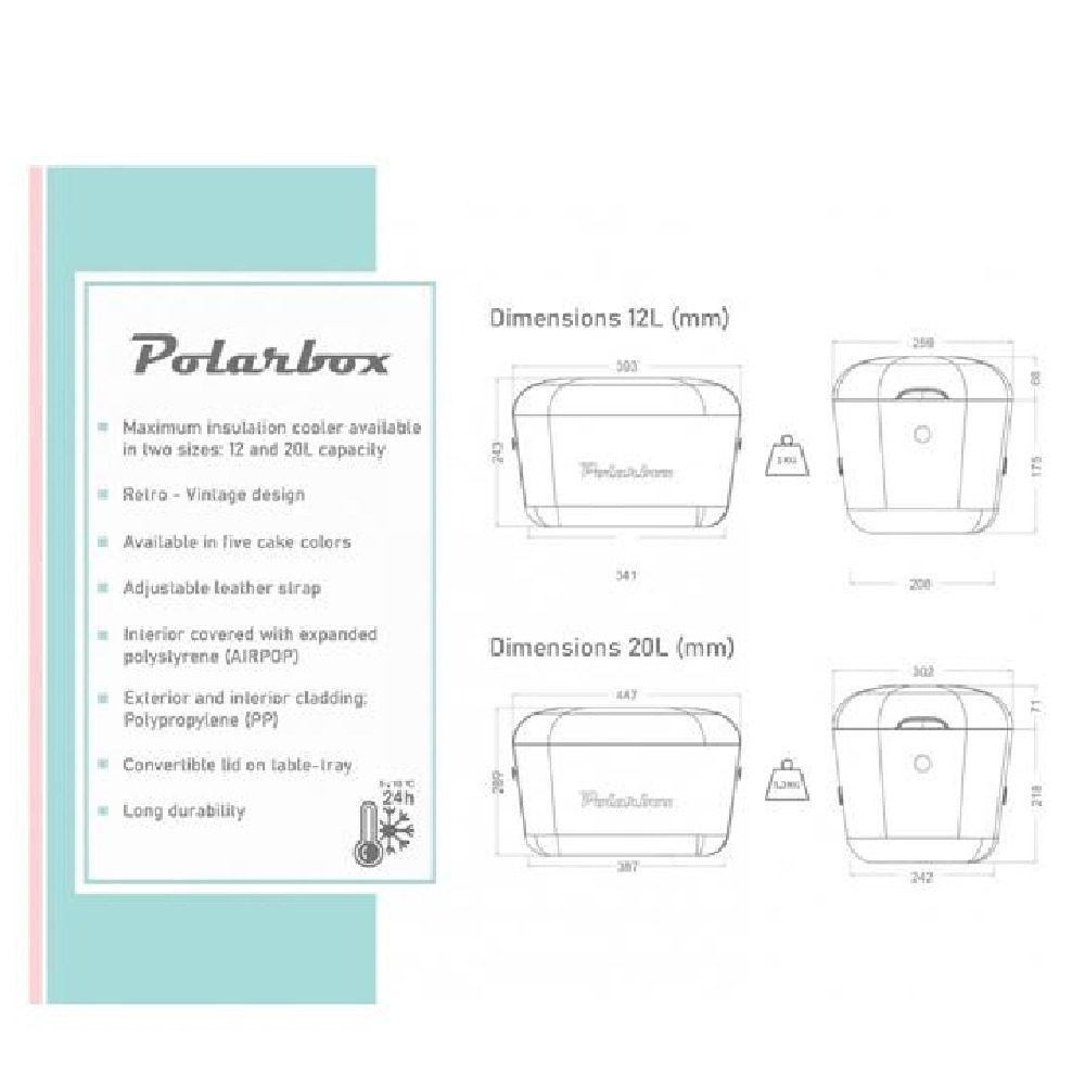 Polarbox Classic Retro Turquoise Cooler Box 20L