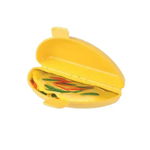 Yellow plastic container with a lid on a white background