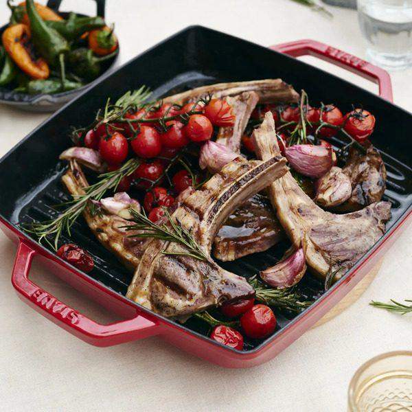 Staub Square Cast Iron Double Handle Grill Pan 28cm.
