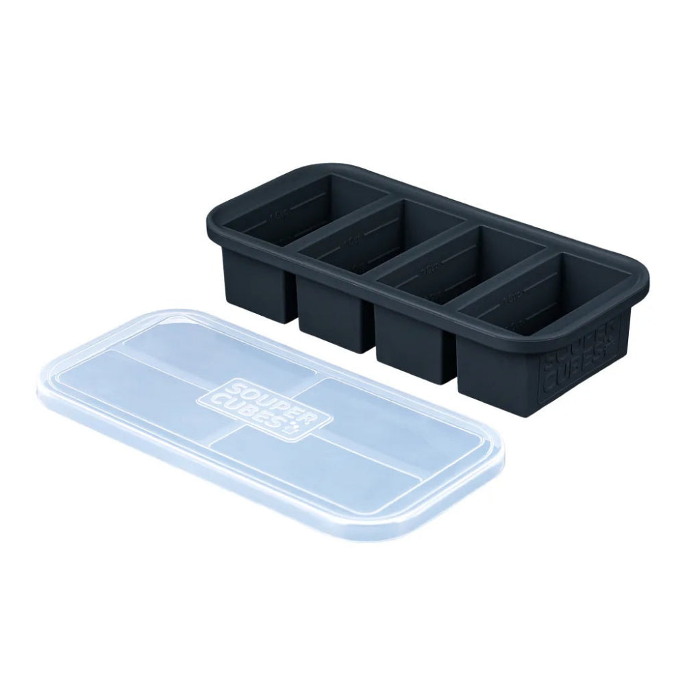 Souper Cubes 1-Cup Silicone Freezer Tray with Lid Charcoal