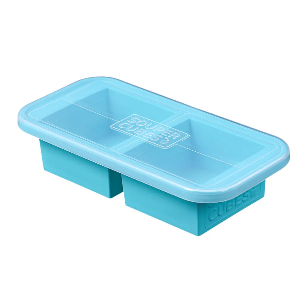 Souper Cubes 2-Cup Silicone Freezer Tray with Lid Aqua