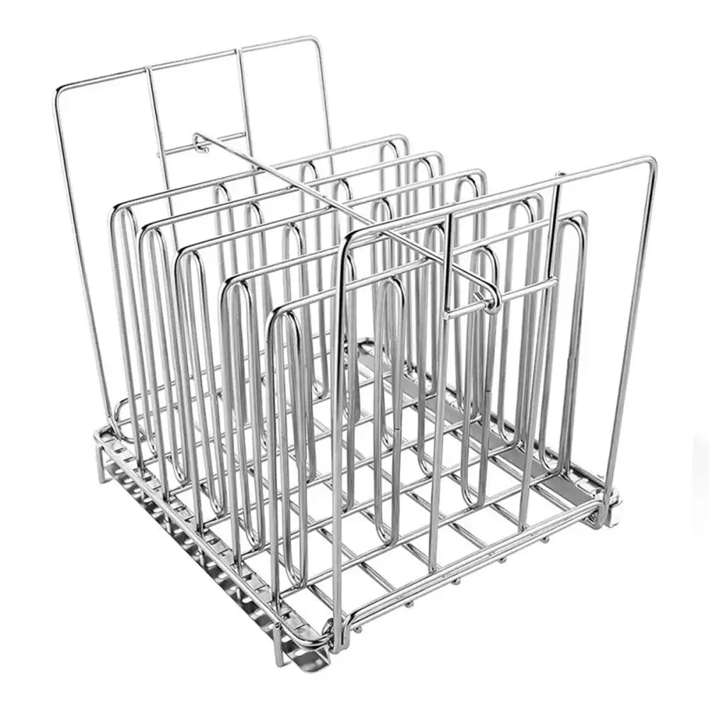 Metal dish rack on a white background