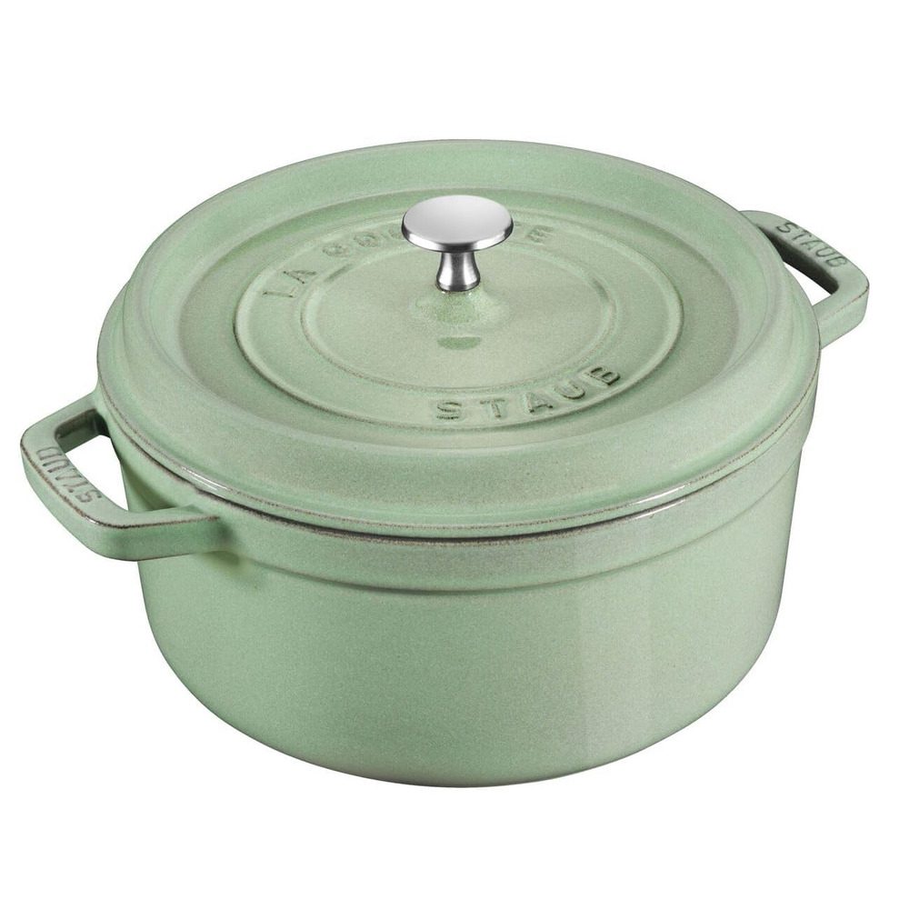 Staub Round Cast Iron Casserole Pot 6.7L Sage