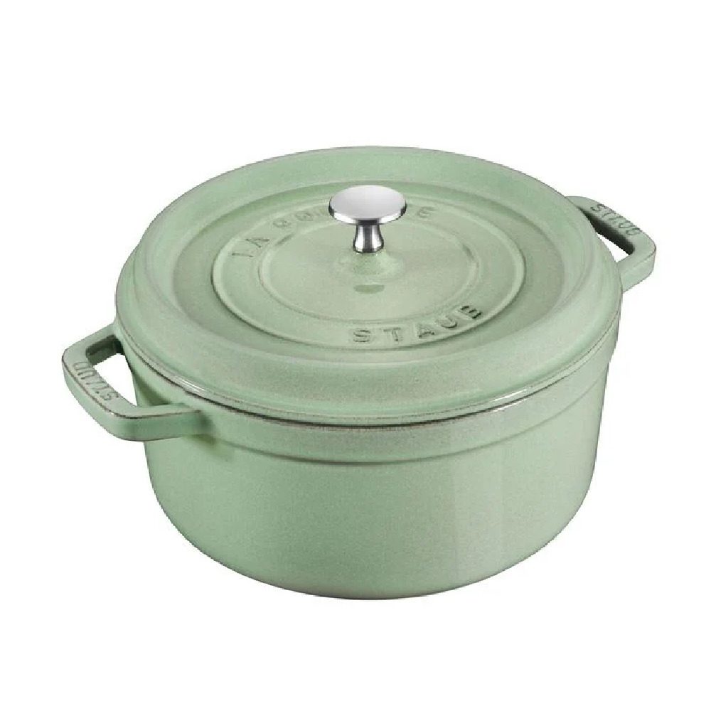 Staub Round Cast Iron Casserole Pot 3.8L Sage