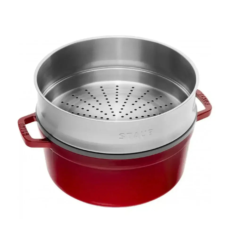 Staub Round Cast Iron Casserole & Steamer 5.2L.