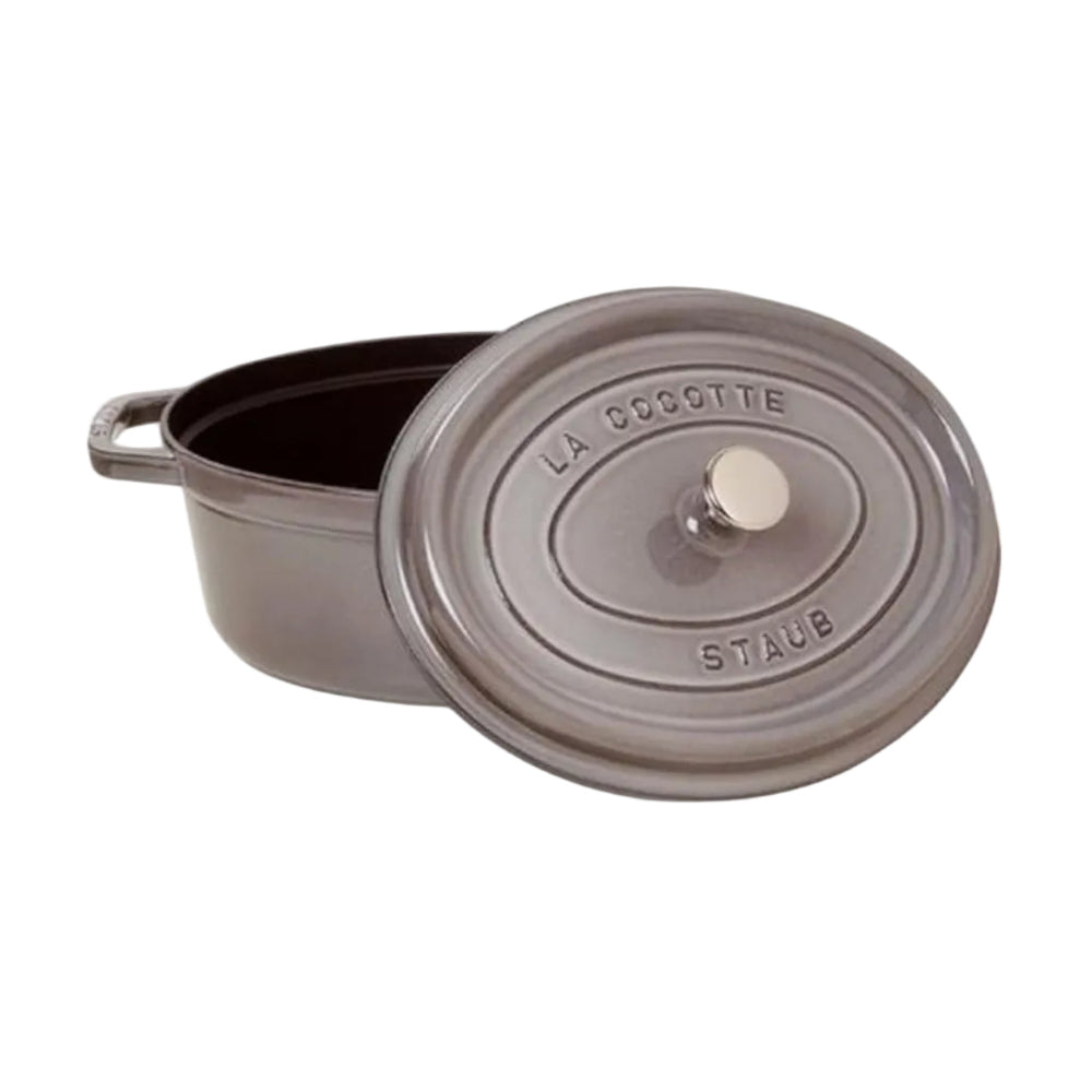 Staub La Cocotte pot with lid on a white background