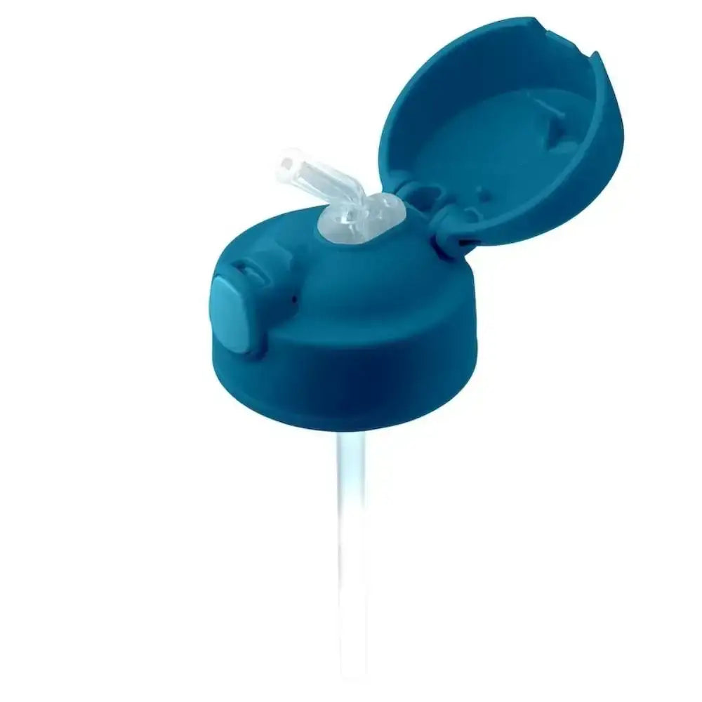 Blue silicone straw lid on a white background