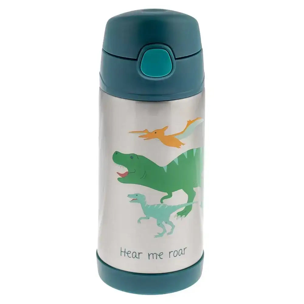 Children's thermos with dinosaur design on a white background