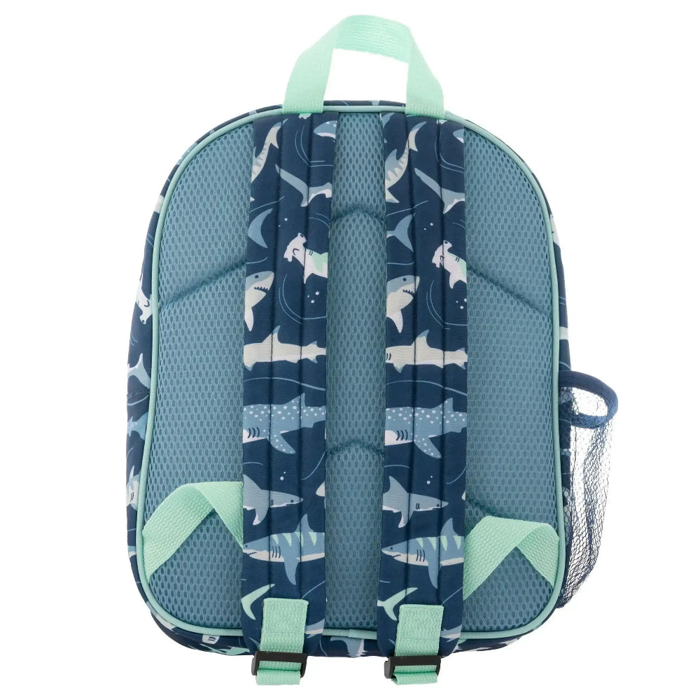 Backpack with shark pattern on a white background