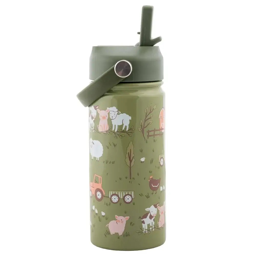 Stephen Joseph Stainless Steel Bottle with Handle Farm