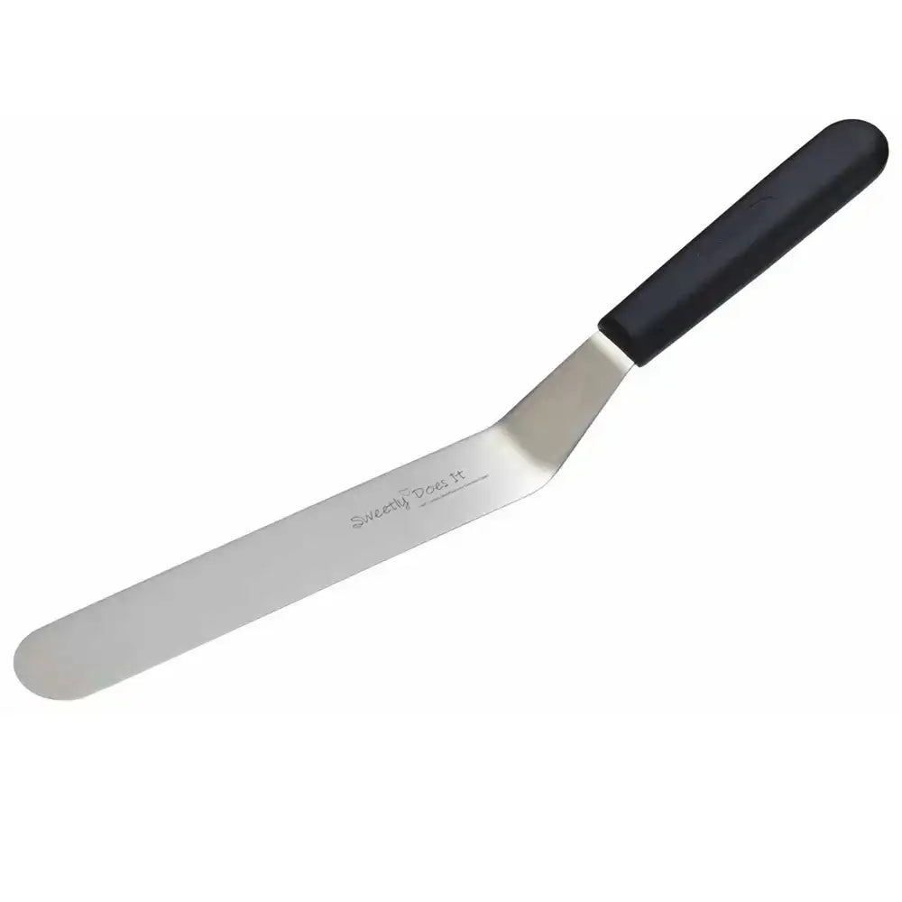 Spatula with black handle on a white background