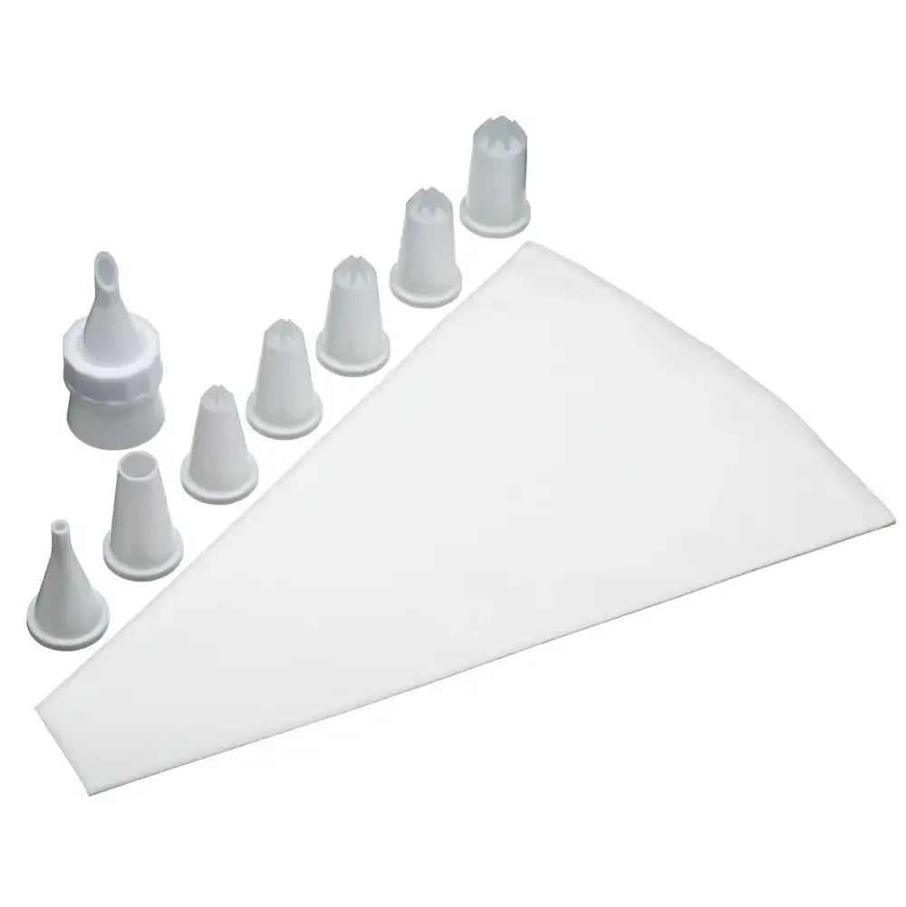 Set of white plastic cones and a large white board on a white background