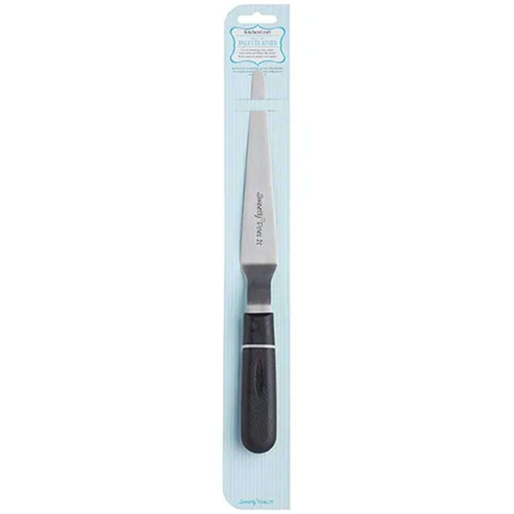Tapered palette knife with blue packaging on a white background.