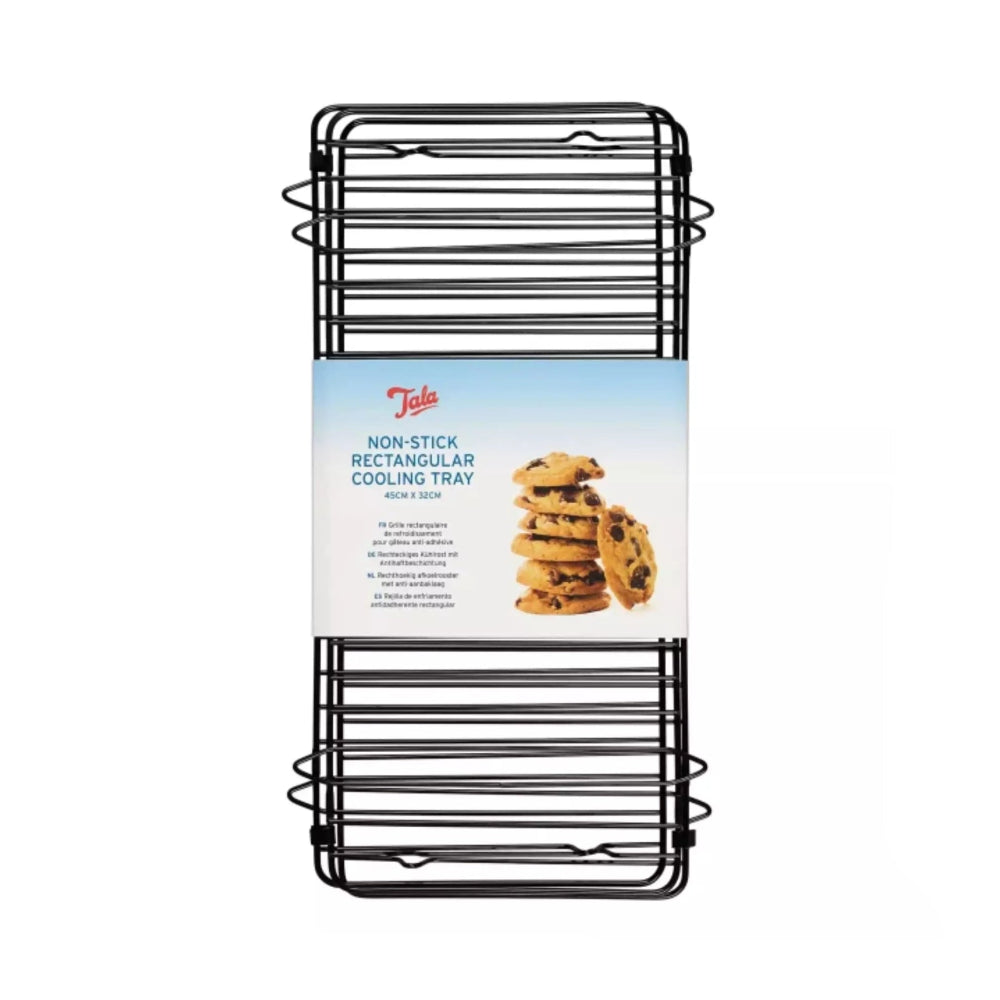 Non stick foldable cooling rack in packaging on a white background