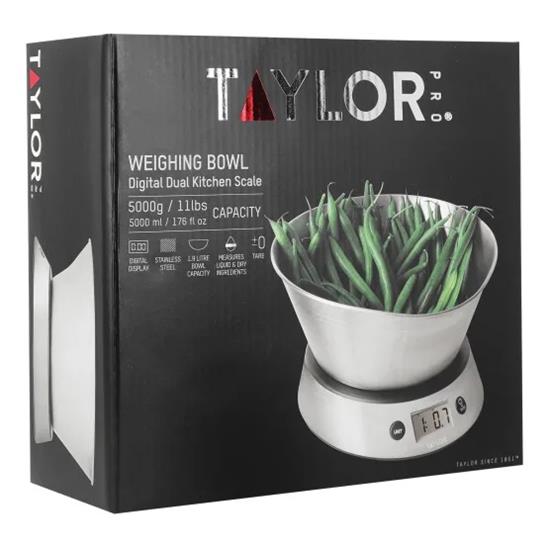 Taylor Pro Weighing Bowl Dual Digital Kitchen Scale 5kg