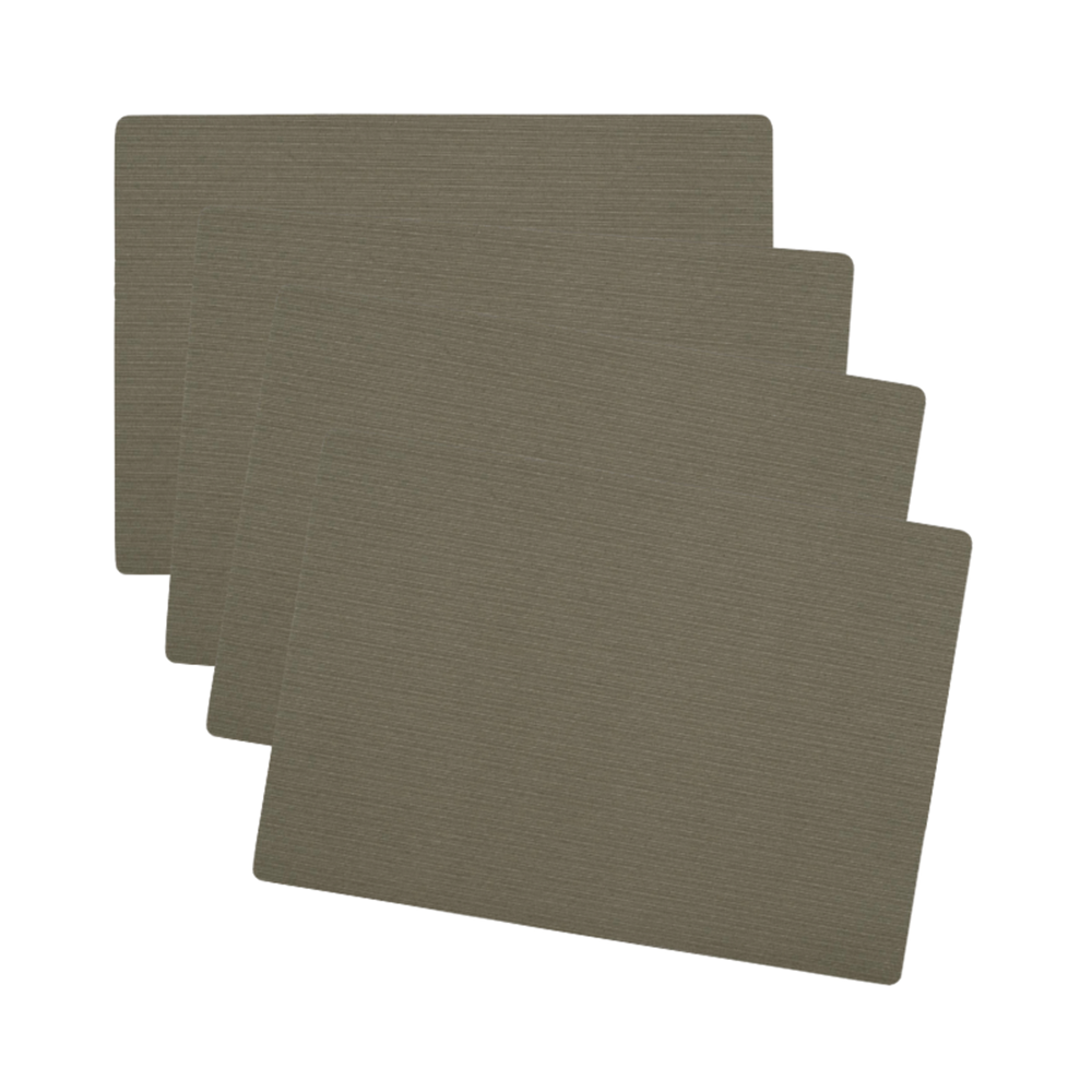 Set of four brown placemats on a white background