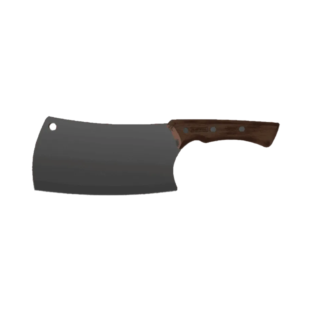 Meat cleaver with a wooden handle on a transparent background