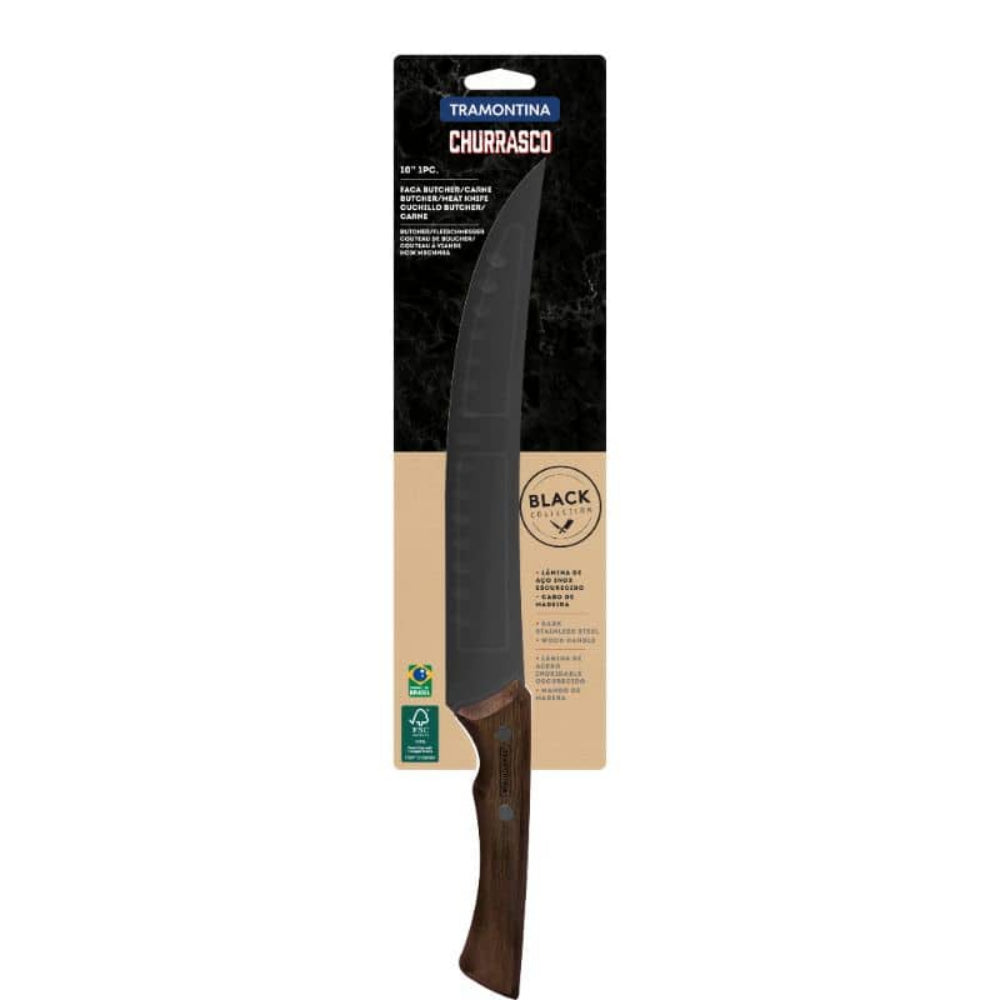 Tramontina Churrasco knife with packaging on a white background