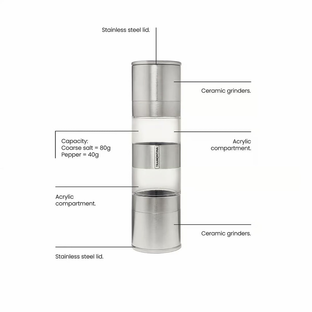 Tramontina Realce Stainless Steel Dual Salt & Pepper Grinder