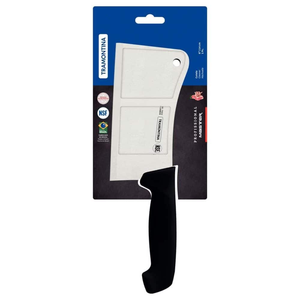 Cleaver with Tramontina packaging on a white background