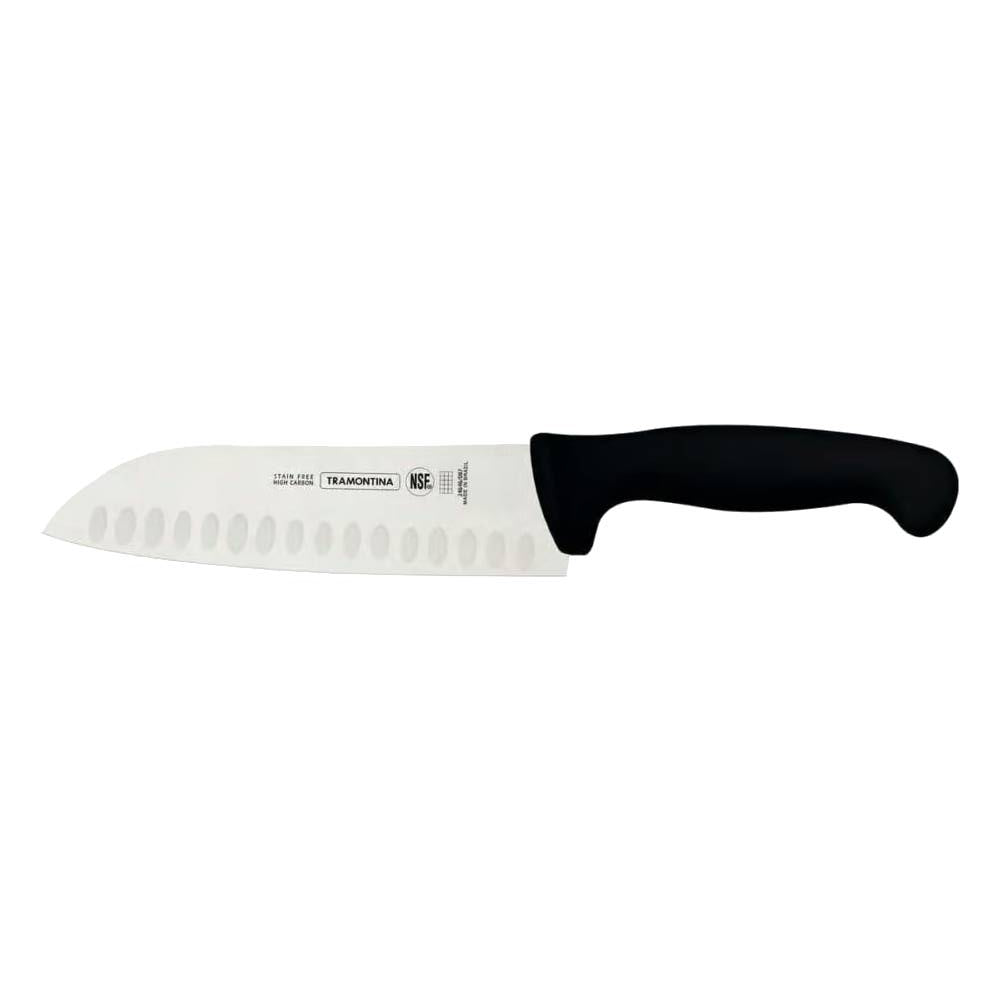 Knife with a black handle on a white background