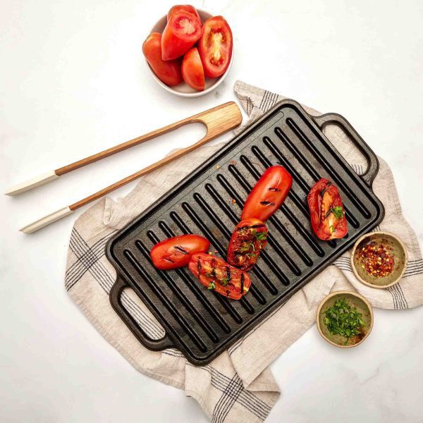 Victoria Enamelled Cast Iron Reversible Griddle 32cm