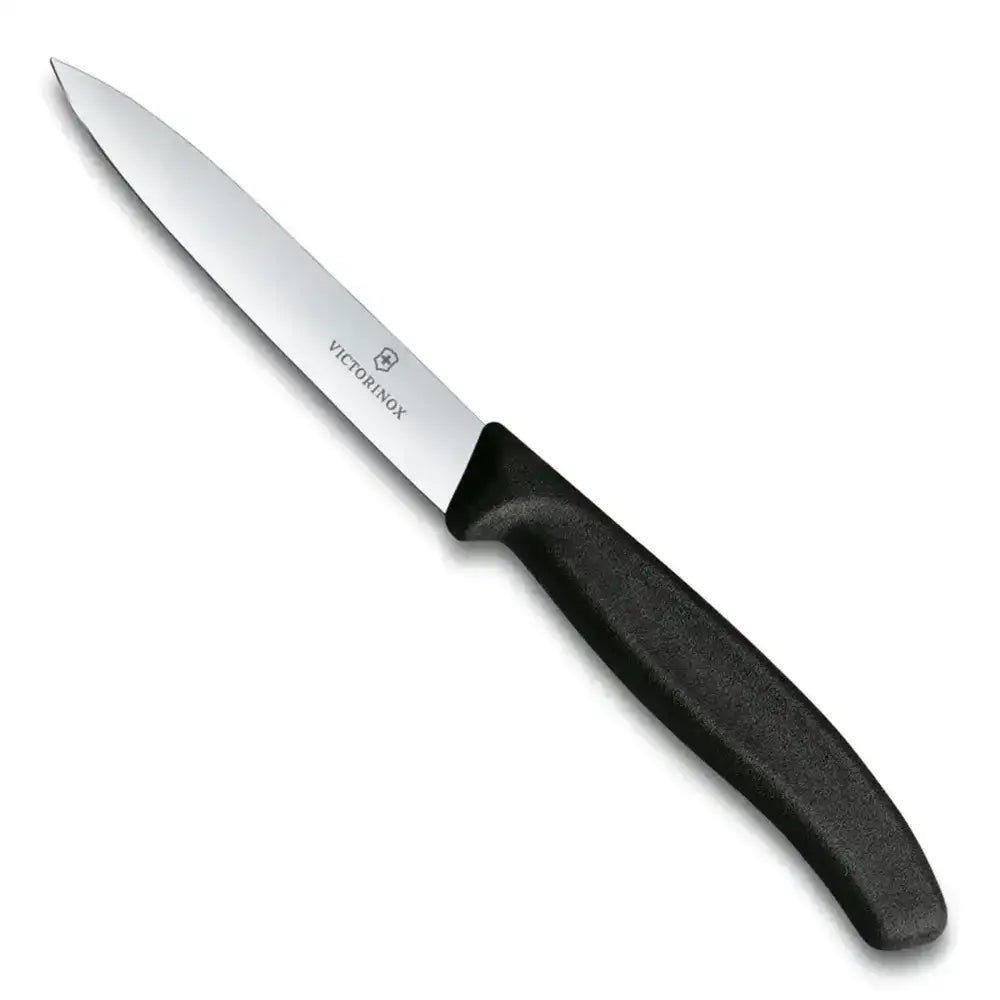 Victorinox knife with black handle on a white background