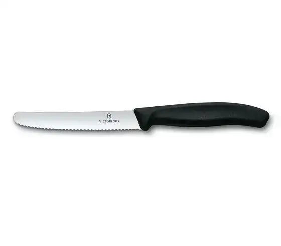 VIC Serrated Round Knife 11cm Black.