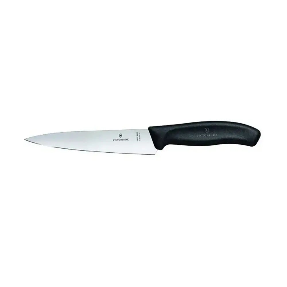 Knife with black handle on a white background