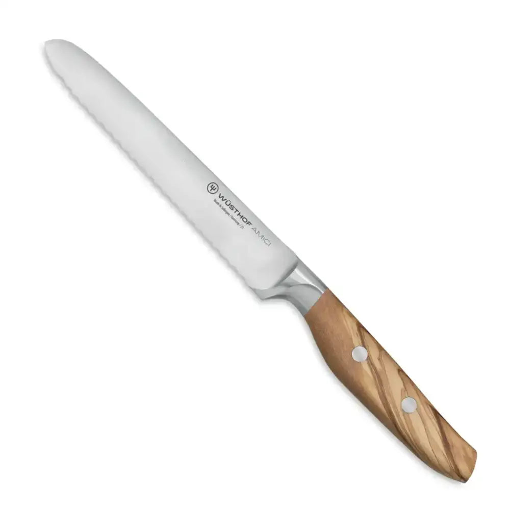 Knife with a wooden handle on a white background