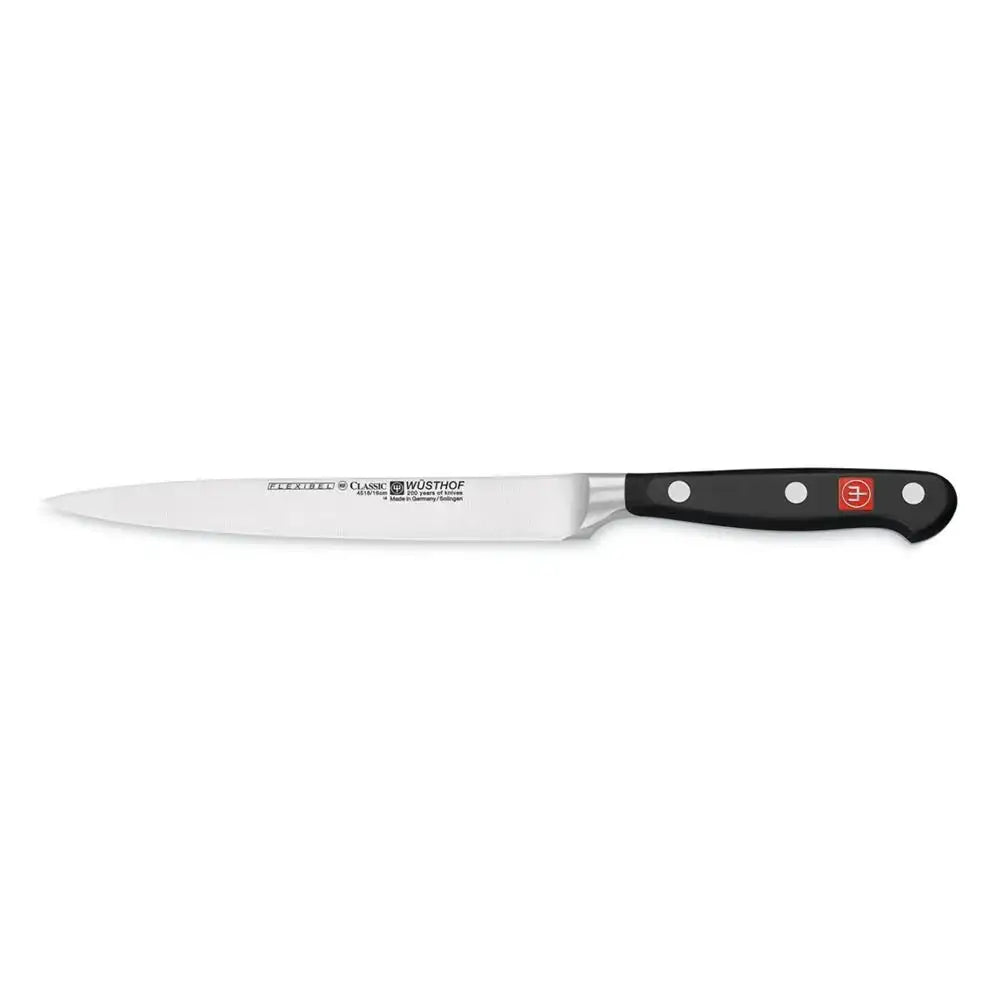 Knife with a black handle on a white background