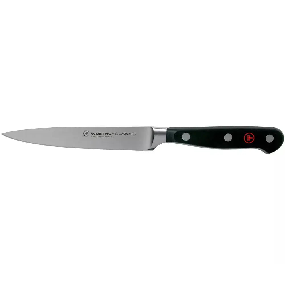 Wusthof knife with black handle on a white background
