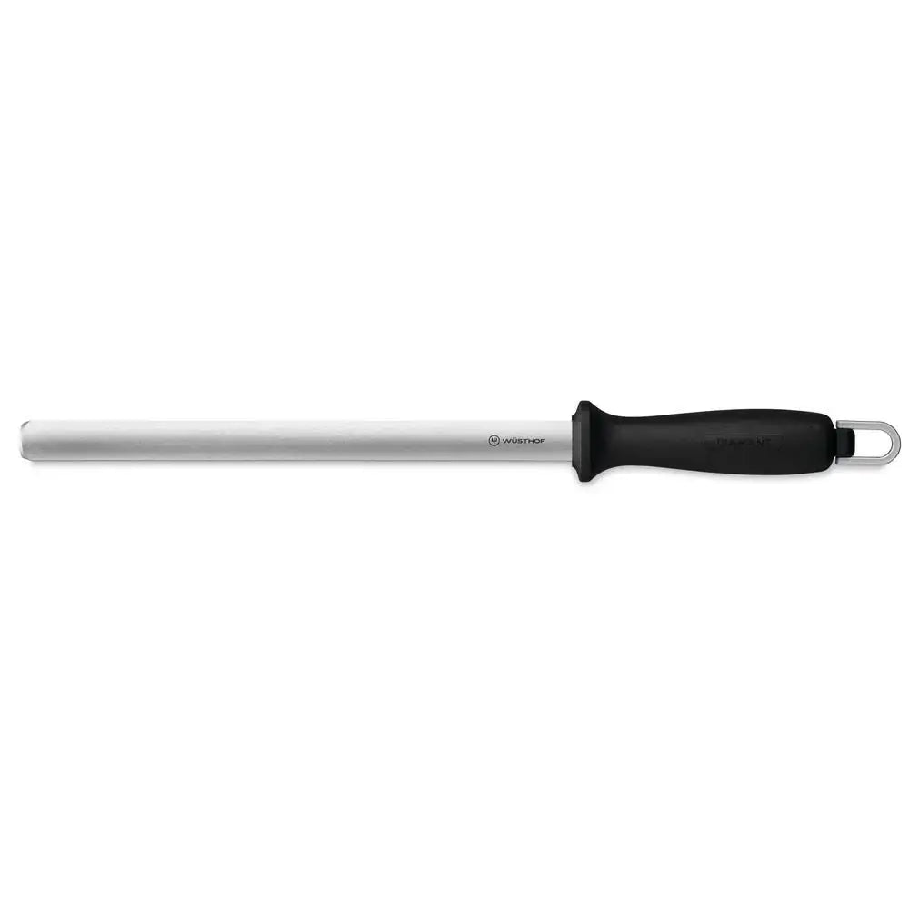 Metal rod with black handle on a white background