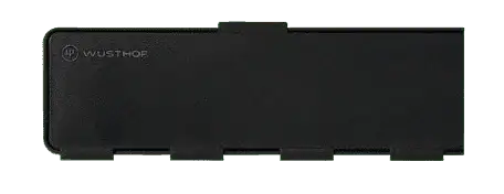 Black Wusthof knife guard on a white background